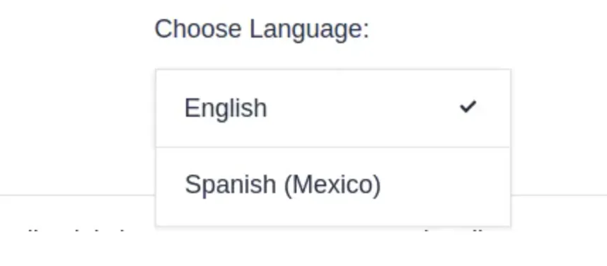 Language selector on the CVS survey page with English and Spanish options